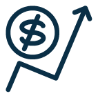 Money Arrow Up Dark Blue Icon