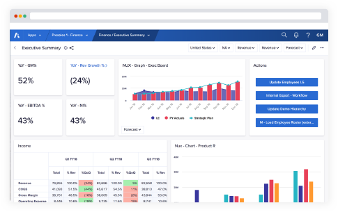 Anaplan Executive Summary Dashboard