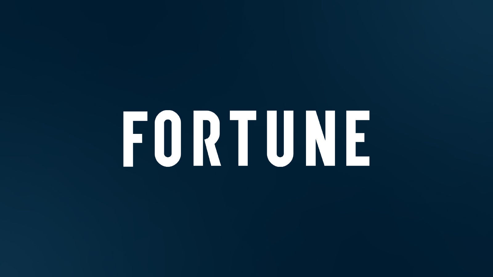 Fortune logo displayed in white text centered on a dark blue gradient background.
