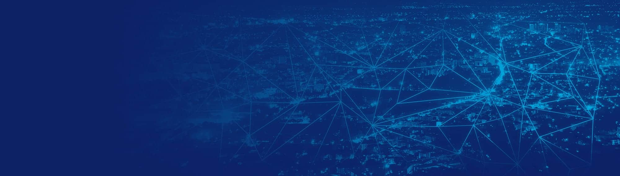 City lights with abstract lines connecting buildings