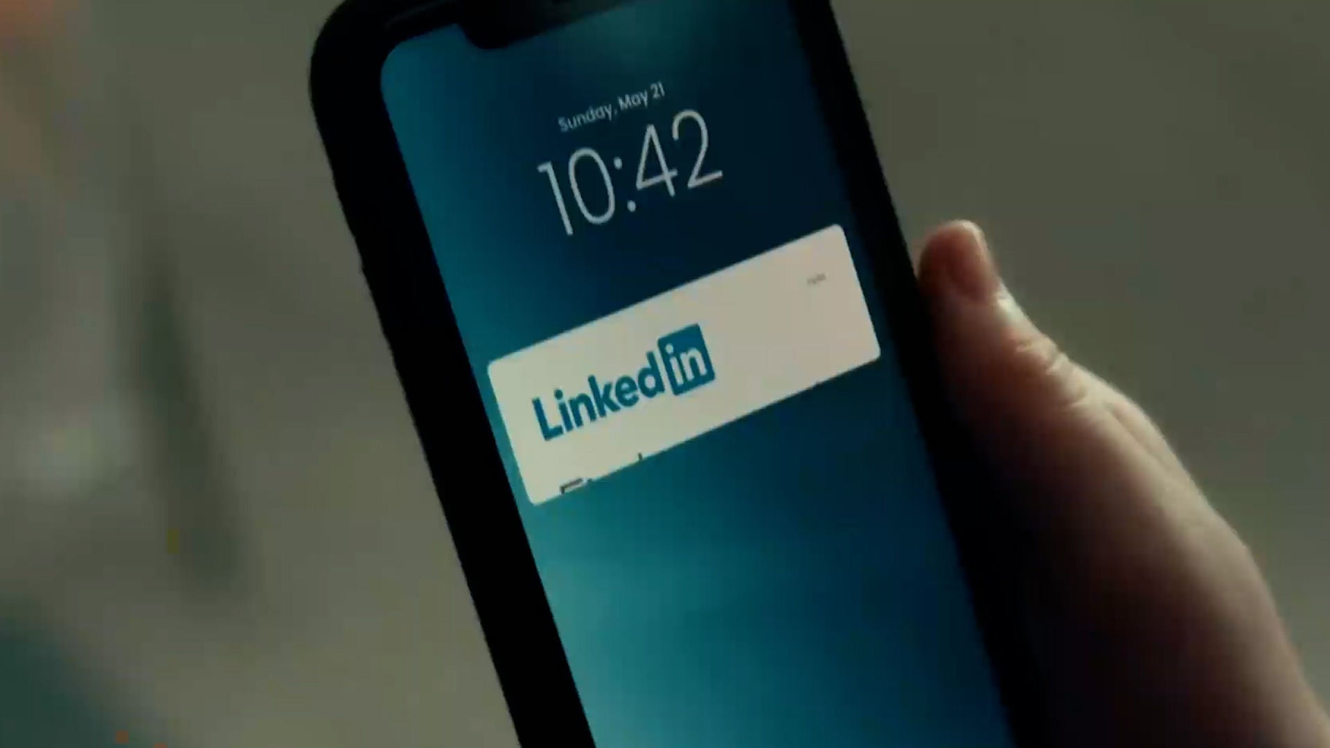 LinkedIn logo displayed on a smartphone notification screen.