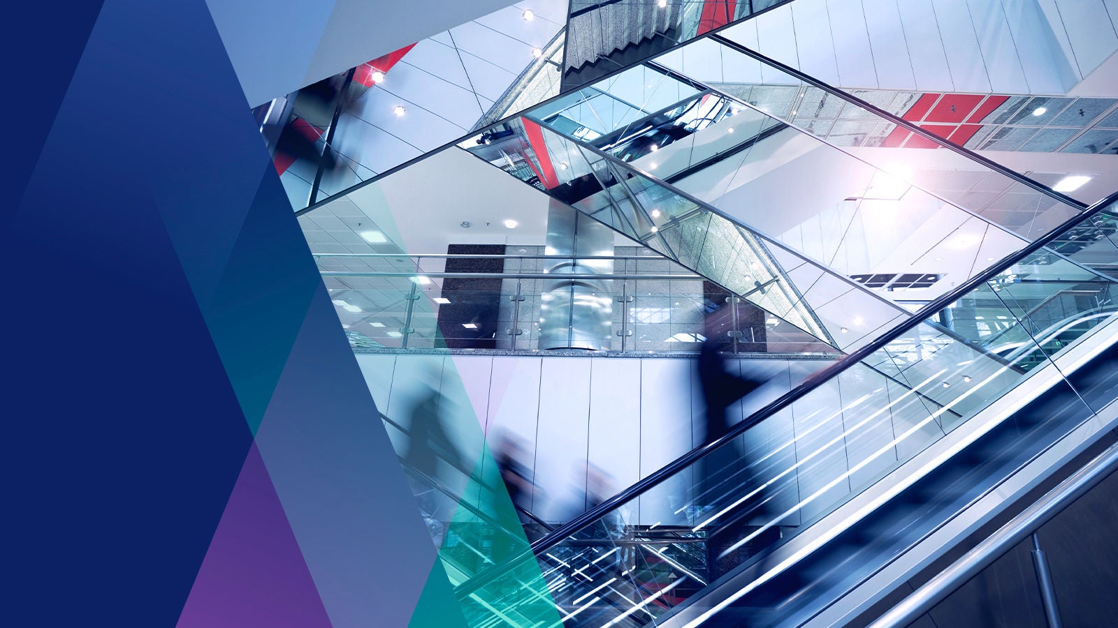 glass escalators in a mall