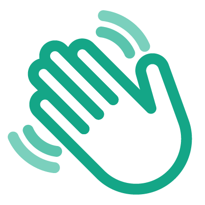 Green waving hands icon