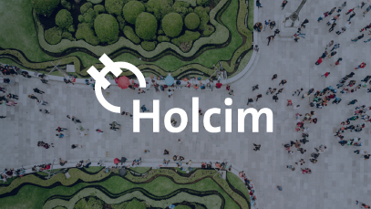 Graphic: Holcim logo on tight aerial shot of park